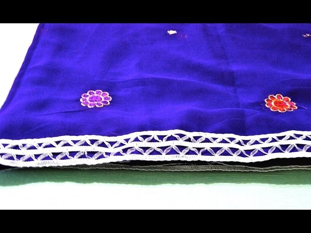 How to attach a lace. trim. border on a saree