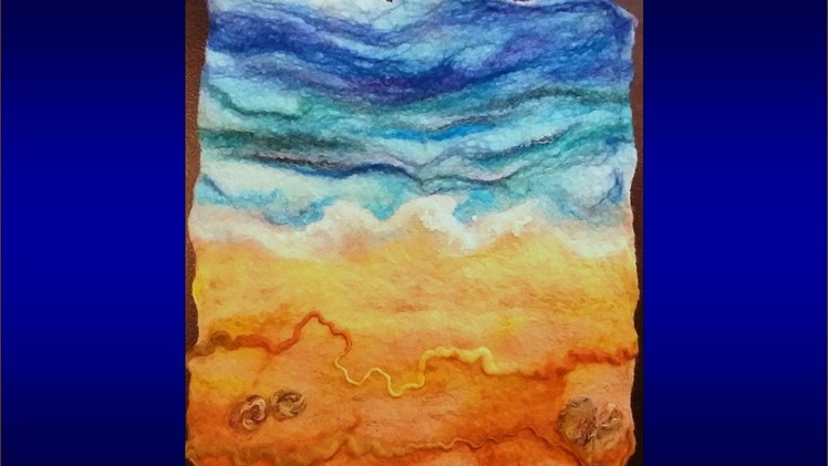 How to make a wool felt picture: beach sea