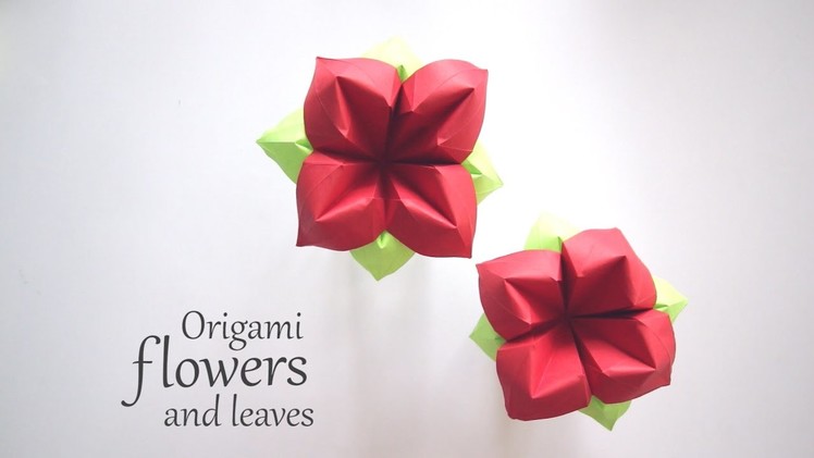 Origami Flower and Leaves