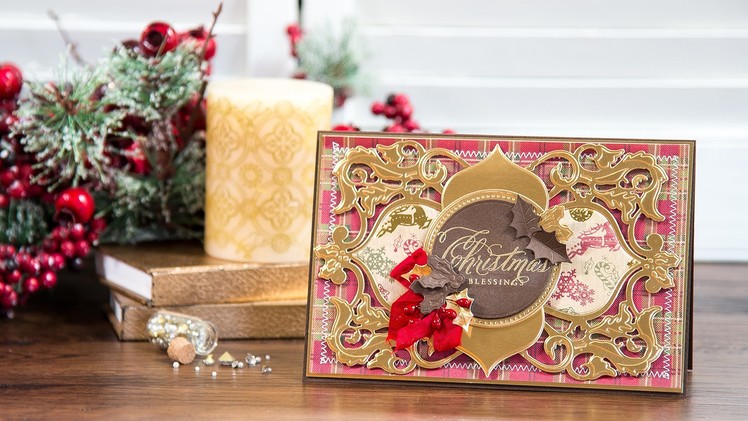 Spellbinders Christmas Blessings Card using Christmas Dove Frame Die