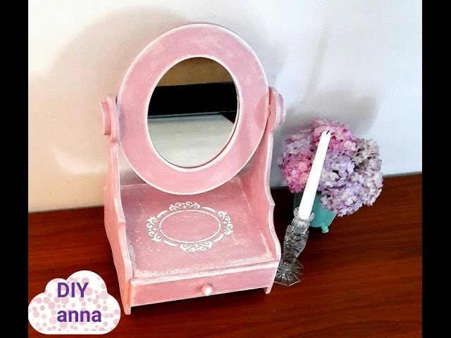 Vintage mirror with makeup and jewelry box DIY shabby decoupage ideas decorations craft tutorial