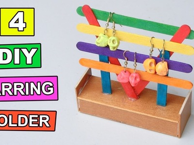 4 types of Earring Holder from popsicle sticks | Creative ideas