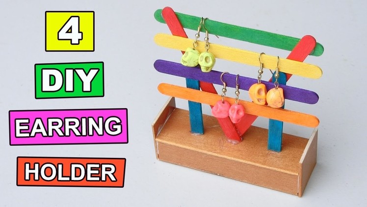 4 types of Earring Holder from popsicle sticks | Creative ideas