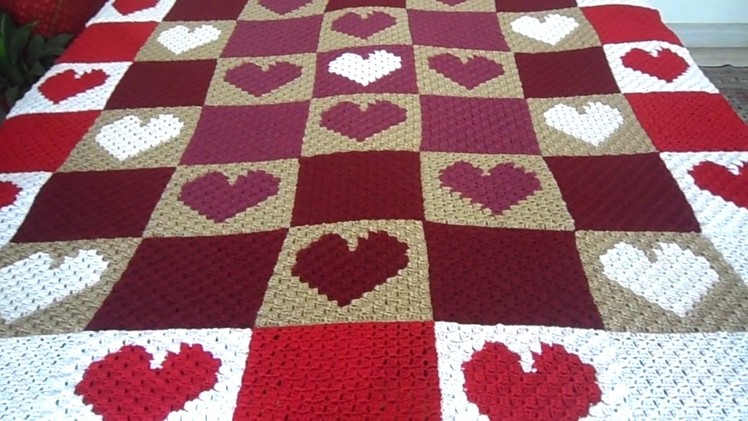 Crochet valentine hearts  blanket 2017