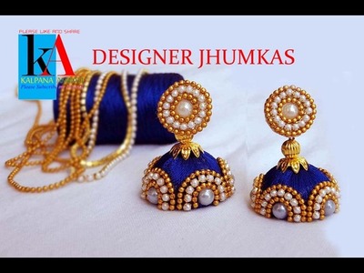 Earrings stud for silk thread jhumkas - tutorial ! designer silk thread jhumkas