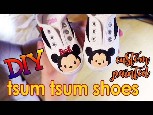 Painted Tsum Tsum Mickey and Minnie Mouse Shoes | DIY Custom Painted Shoes | Speed Painting