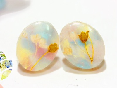【UVレジン】UV膠 花季春色小耳環 DIY How to make earrings
