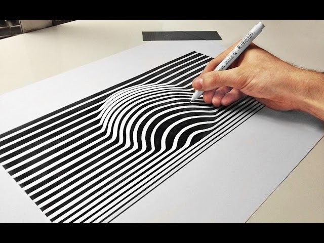 3D Ball Optical Illusion Line Art Paper Cool Trick - ( How To Draw ) Speed Drawing