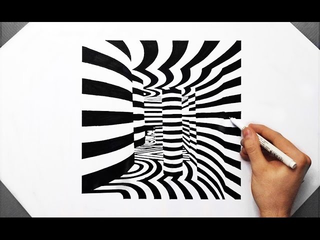 3D ROOM Cool Optical Illusion - Speed Drawing ( How To Draw ) Line Art