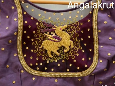 Bridal hand embroidery blouse designs in Bangalore by Angalakruthi