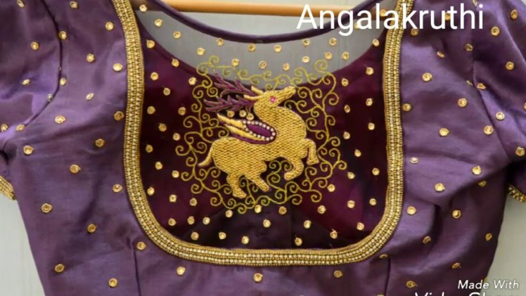 Bridal hand embroidery blouse designs in Bangalore by Angalakruthi