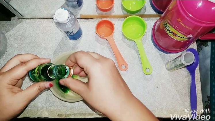 Cara buat slime tanpa borax. (eye lens solution) versi malaysia. enjoy it