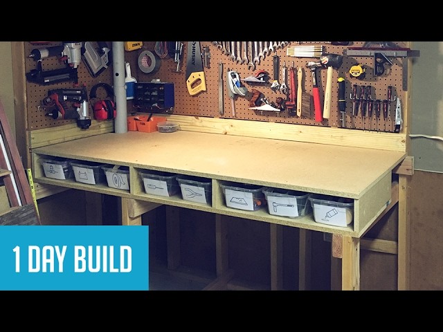 Easy DIY $35 Wall-Mounted Workbench w. Storage