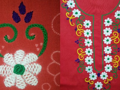 Flower Stitch:Hand embroidery neck Design