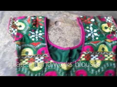 Hand work kutch works maggam works blouse designs-mirror stitching