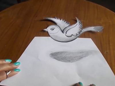 How to draw easy 3D Bird for kids.beginners