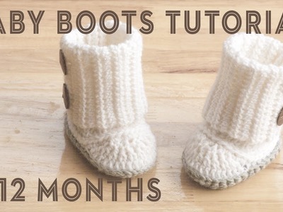 BABY BOOTS FULL CROCHET TUTORIAL, size 9-12 months.