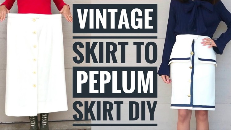 DIY Old Skirt to Sailor-inspired Peplum Skirt