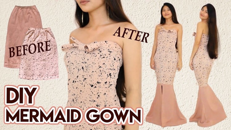 DIY Turn Skirts Into Mermaid Gown | Long Dress for Party. Prom. Wedding | Clothes Transformation