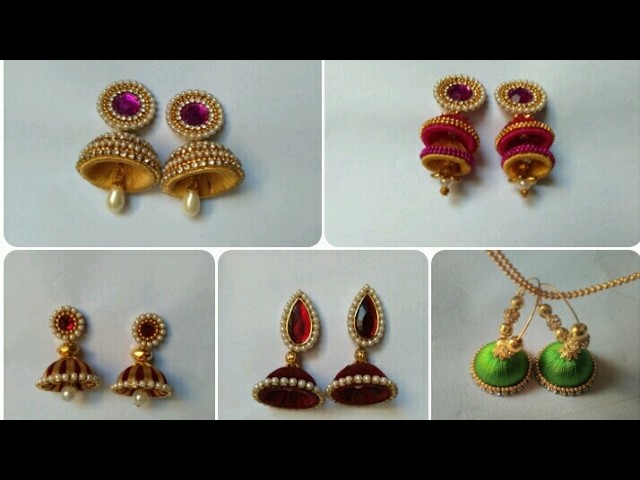 Earrings Collection. Silk Thread Jumkhas. Bridal Earrings. DIY. Home Made Tutorial