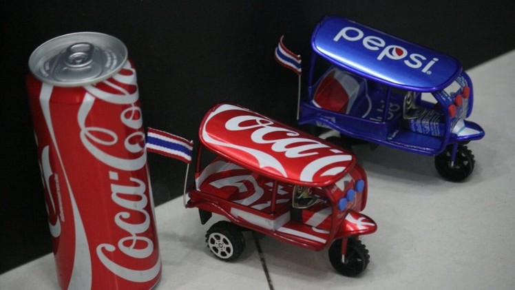 How to make a toy tuk tuk out of coca-cola can.(thailand edition) please read the description