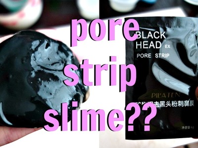 HOW TO MAKE NO GLUE SLIME | INK BLACK SLIME FROM PORE STRIPS?