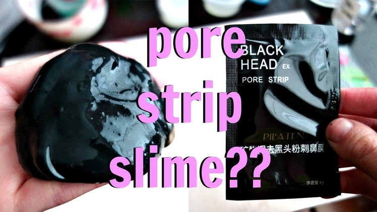 HOW TO MAKE NO GLUE SLIME | INK BLACK SLIME FROM PORE STRIPS?