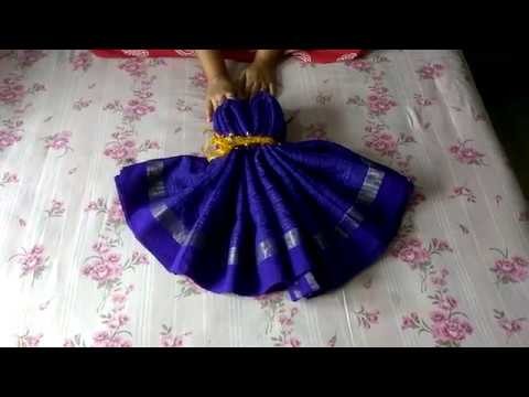How to make Women Dress using a Saree ,Wedding Tray Decoration