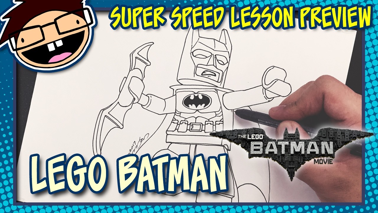Lesson Preview: How to Draw LEGO BATMAN (The Lego Batman Movie) | Super Speed Time Lapse Art
