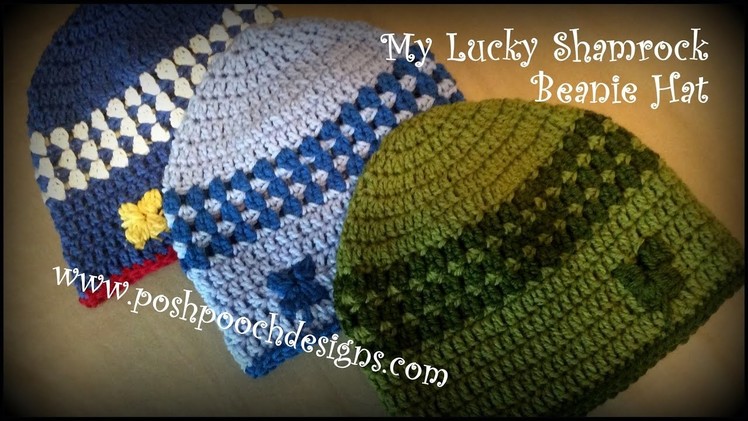 My Lucky Shamrock Beanie Hat Crochet Pattern