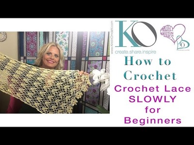 Slow Crochet Lace SLOWLY for Beginner Sunny Isles Shawl LEFT HAND Instructions