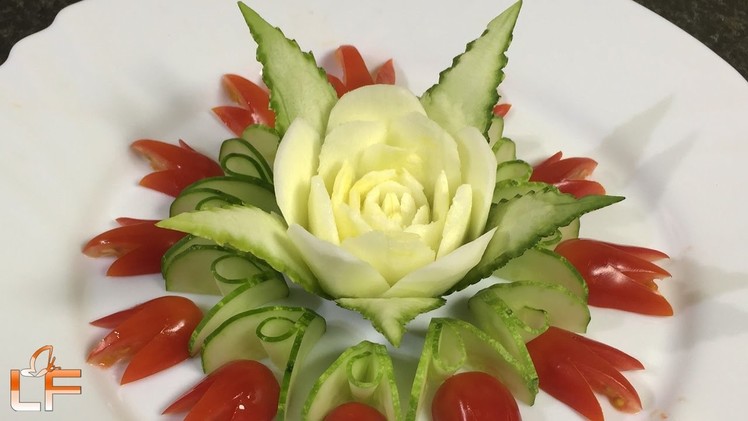 Art In Zucchini Flower Carving Garnish - How To Make Vegetable Carving Designs