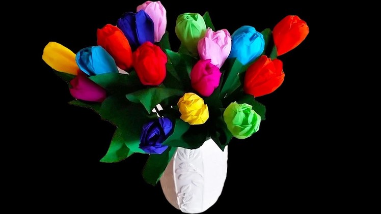 Beautiful Lifelike Crepe Paper Tulips .  D.I.Y made EASY . 