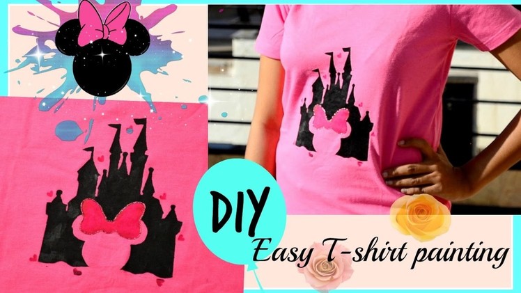 DIY: Easy T-shirt painting!! Disney castle silhouette print at home, very easy!!
