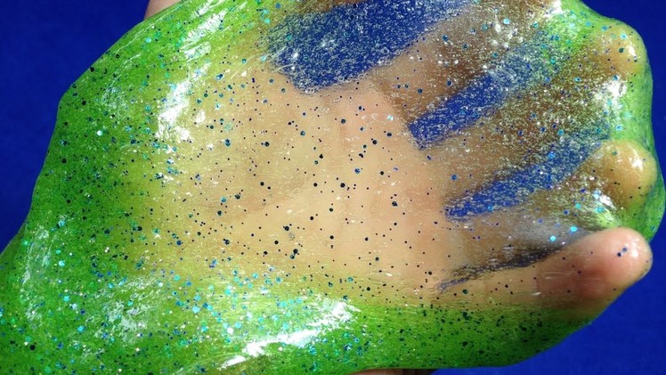 DIY Green Glitter Slime!! How to make Green Glitter Slime! Easy slime recipe without Borax