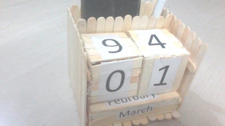 DIY: How to make never ending date calendar cum  phone stand.pen stand using popsicle sticks