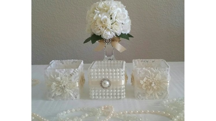 DIY VICTORIAN STYLE 5 PIECE CANDLE HOLDER DECOR. WEDDING ALL UNDER $12.00 TO MAKE