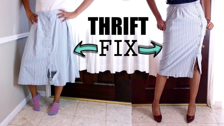 DIY VLOG #4: MIDI SKIRT THRIFT FIX + How to Sew on a Button | BlueprintDIY