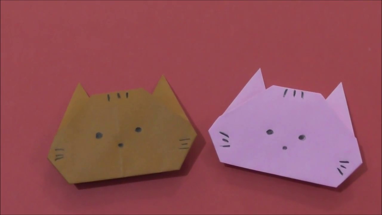 Easy Origami How to make Paper Kitty Cat 简单手工摺紙 小貓 簡単折り紙