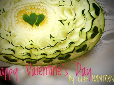 How to carving heart and s design for valentine 2017 by chef namtarn