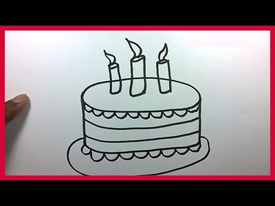 How to Draw a Birthday Cake for Kids - Cartoon Cake Drawing Easy