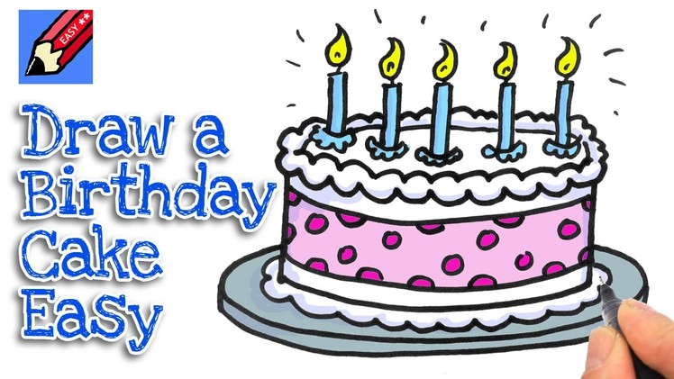 How to draw a birthday cake for kids and beginners