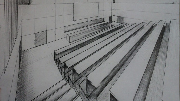 How to draw - Auditorium - Two point perspective