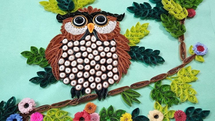 How To Make Beautiful Owl Sitting On Tree | Wall Decorations | Paper Quilling Art