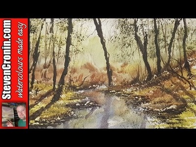 How to paint a simple forest stream in watercolour