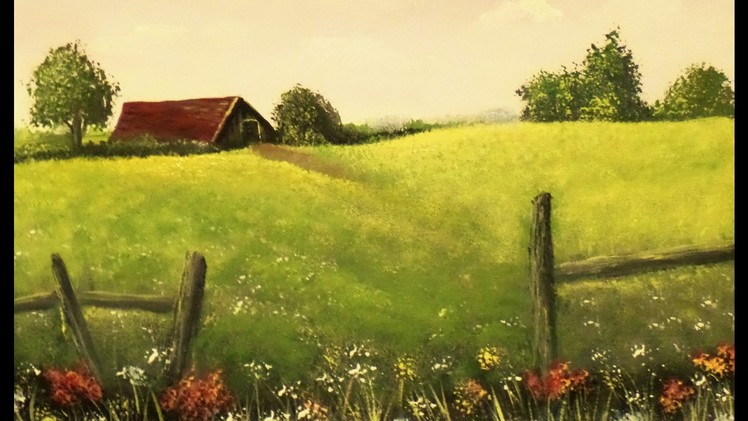 How to Paint an EASY Farmhouse Landscape Lesson 1 Step by Step