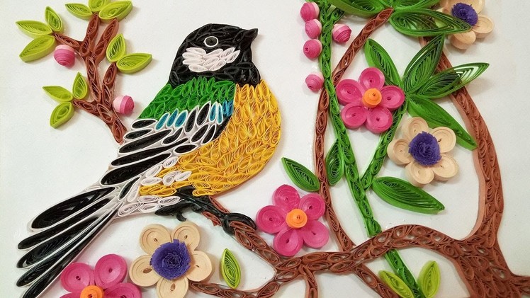 Quilling Wall Decorations | A Beautiful ????Bird Eating Fruits From Tree | Paper Quilling Art |