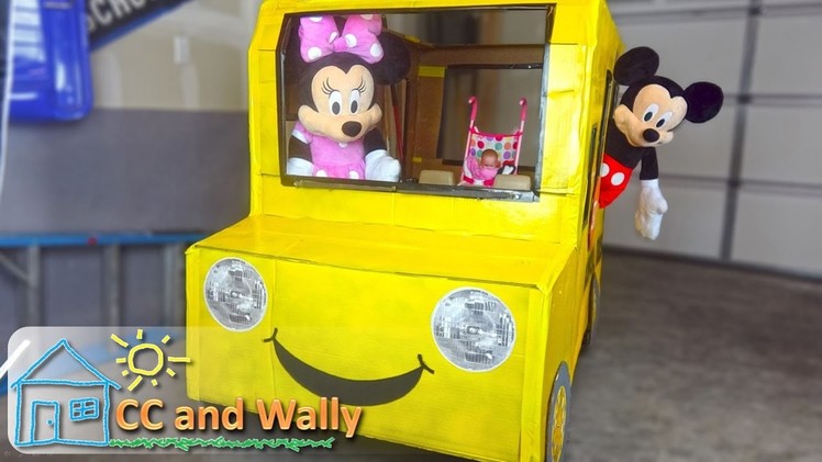 Wheels on the Bus | School Bus made out of cardboard.  A How-To video