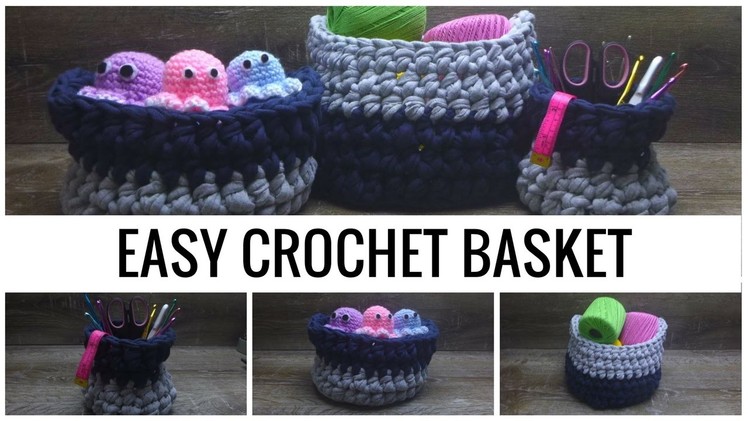 Crochet Tutorial: How To Crochet A Basket - T-shirt Yarn Basket