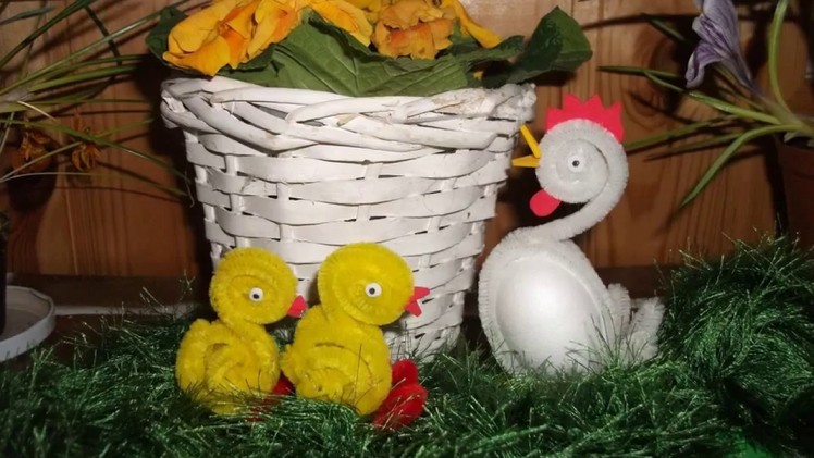 How to make Easter chicken using pipe cleaner.DIY video tutorial.